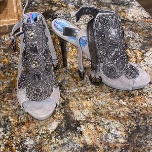 Sam Edelman open toe rhinestone and beaded heel